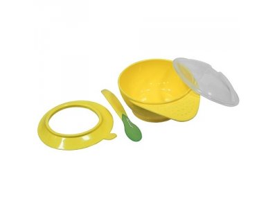Посуда детская 3пр/наб 15.5*12*8см (тарелка с крышкой,ложка) R83770 (36наб)