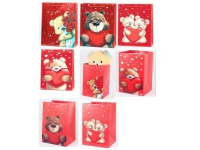 Пакет подарочный бумажный M "Love Teddy" 26*32*10см YM01297-M (480шт)